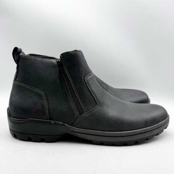 Propet Mens Brock Ankle Boot US 14 M EU 48 Black Leather Dual Zipper EUC main image 13